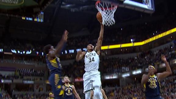 Lopez's steal leads to Greek Freak slam