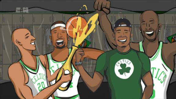 Ray Allen celebrated the Celtics' title with a mysterious guest