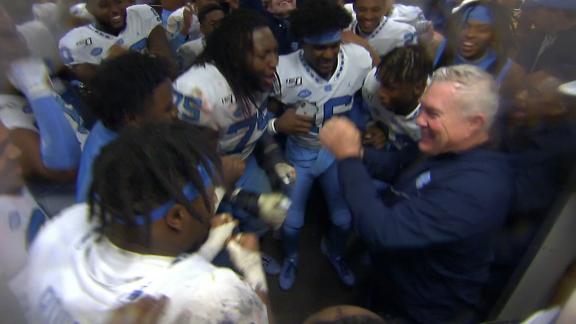 Mack Brown dances with team after UNC gets bowl eligibility