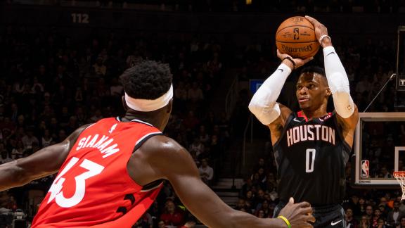 Westbrook's triple-double, Rockets' 22 treys fuel win
