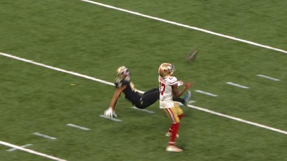 Sanders falls down while making catch, recovers for 75-yard TD