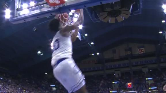 Agbaji throws down sweet reverse alley-oop