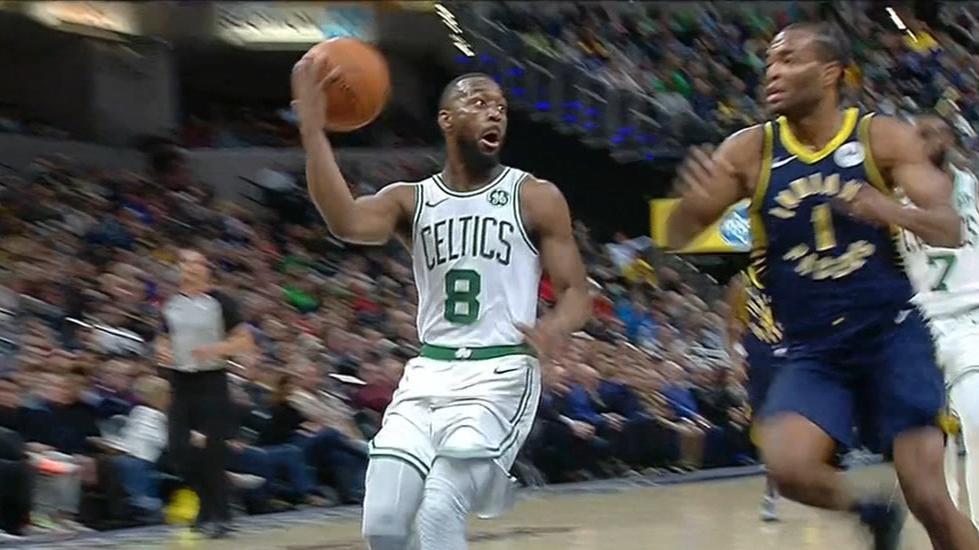 Kemba's nifty pass sets up Brown's 360 dunk