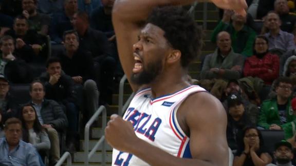 Embiid fired up after 4th quarter 3-pointer