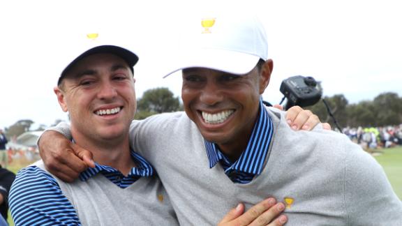 Tiger, Thomas win but USA still trails Internationals