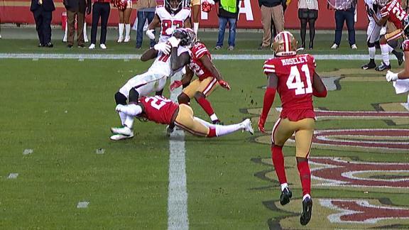 Falcons win after Jones scores with 2 seconds left