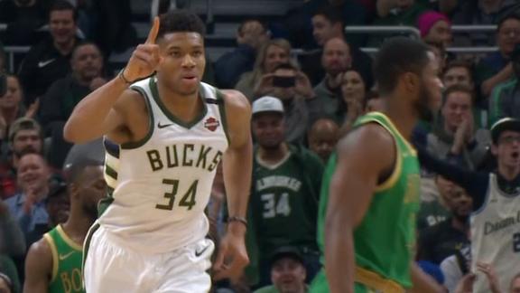 Giannis and Middleton run give-and-go for dunk