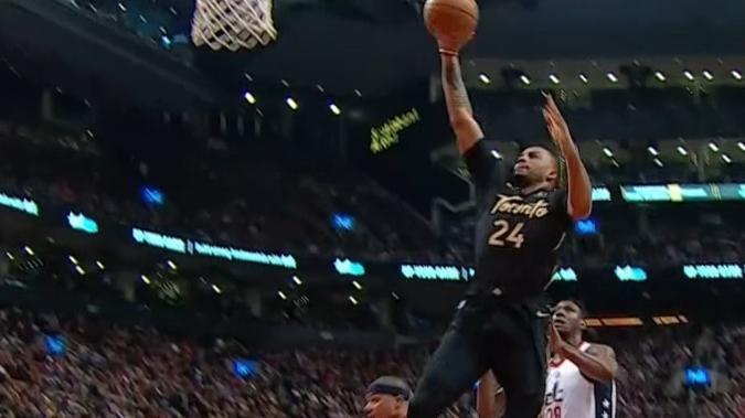 Powell gets a steal and slam