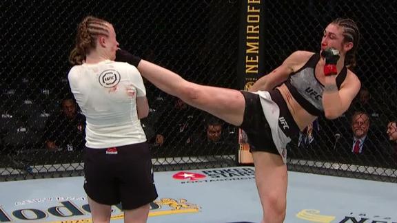 Mazo tags Aldrich with a high kick