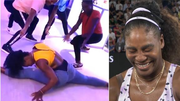 Serena reacts to her dance with Coco Gauff