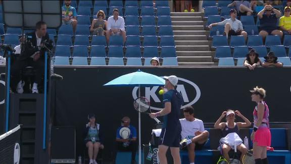 Argument delays mixed doubles match for 10 minutes