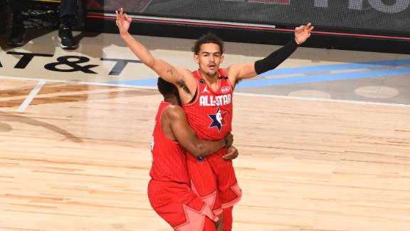Young drains half-court shot at the halftime buzzer