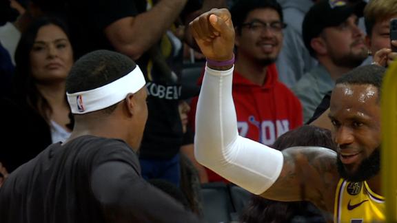LeBron drills 3 over Zion, catches fire to force timeout