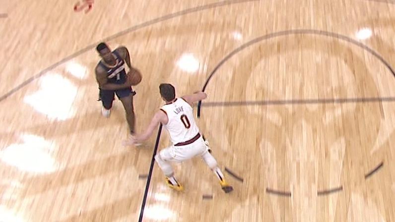 Zion tries to jump through Kevin Love