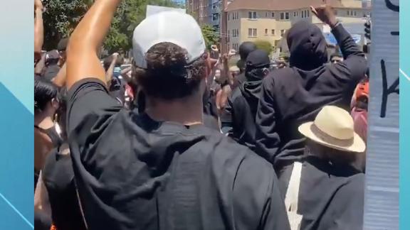 Golden State Warrios Juan Toscano-Anderson Lead a Protest in Oakland