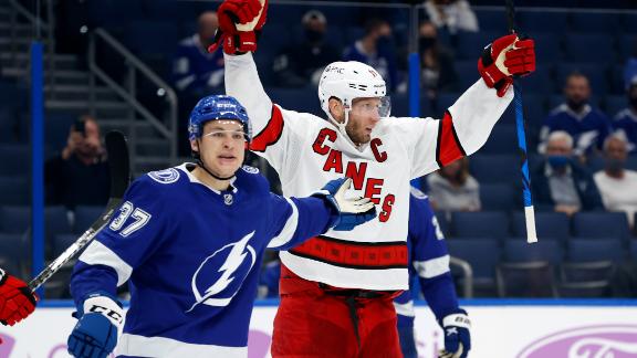 Carolina tops Lightning 4-1, tied atop Central Division ...