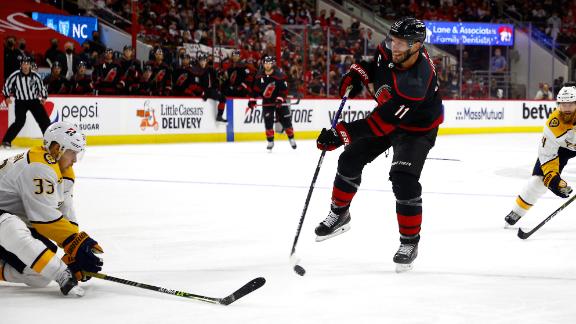 Staal nets 2 goals as Hurricanes take 1-0 series lead