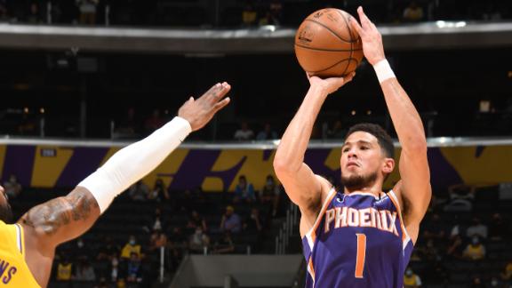 Booker scorches Lakers in 1st quarter with career-high 6 3-pointers