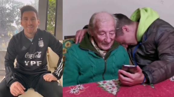 La emoción de Don Hernán, el abuelo de 100 años que recibió un mensaje de Messi - ESPN Video