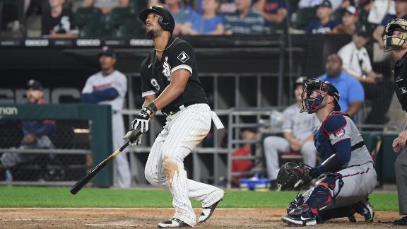 The Chicago White Sox' Yoan Moncada hits a two-run home run in the third  inning against the Minnesota Twins at Guaranteed Rate Field in Chicago on  Tuesday, July 20, 2021. (Photo by