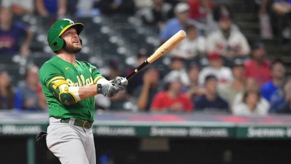 A's hit 2 HRs in the 8th in win vs. Cleveland