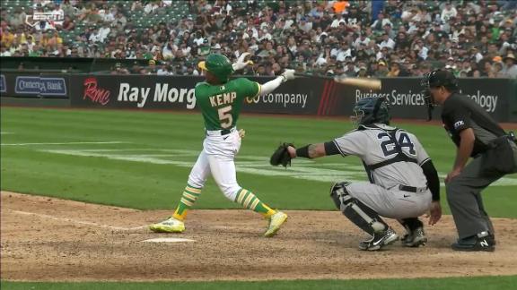 Kemp gives A's late lead with 2-run dinger