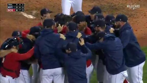 Red Sox celebrate after beating Yankees in AL Wild Card Game