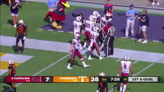 Score today of South Carolina at Tennessee football game