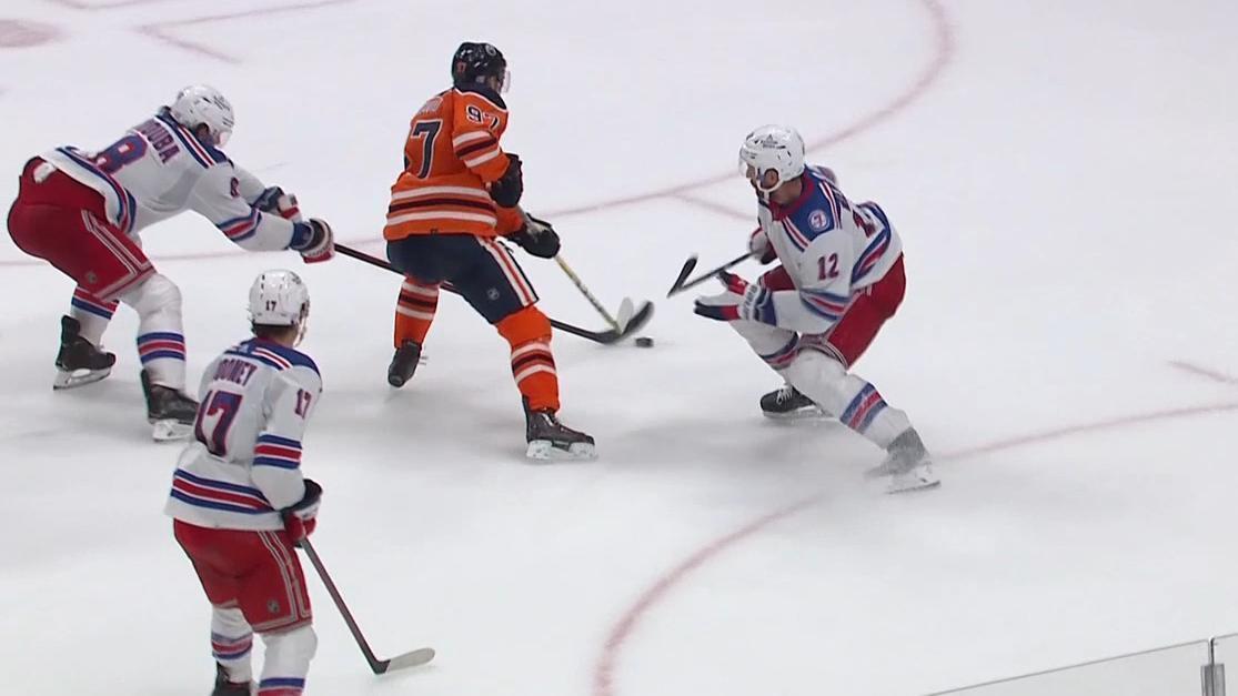McDavid takes on the Rangers himself and scores a beauty