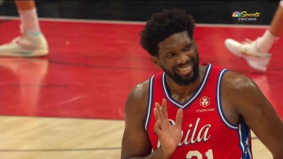 Embiid waves to Chicago crowd after dagger 3