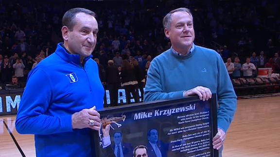 Coach K is honored before final Champions Classic appearance