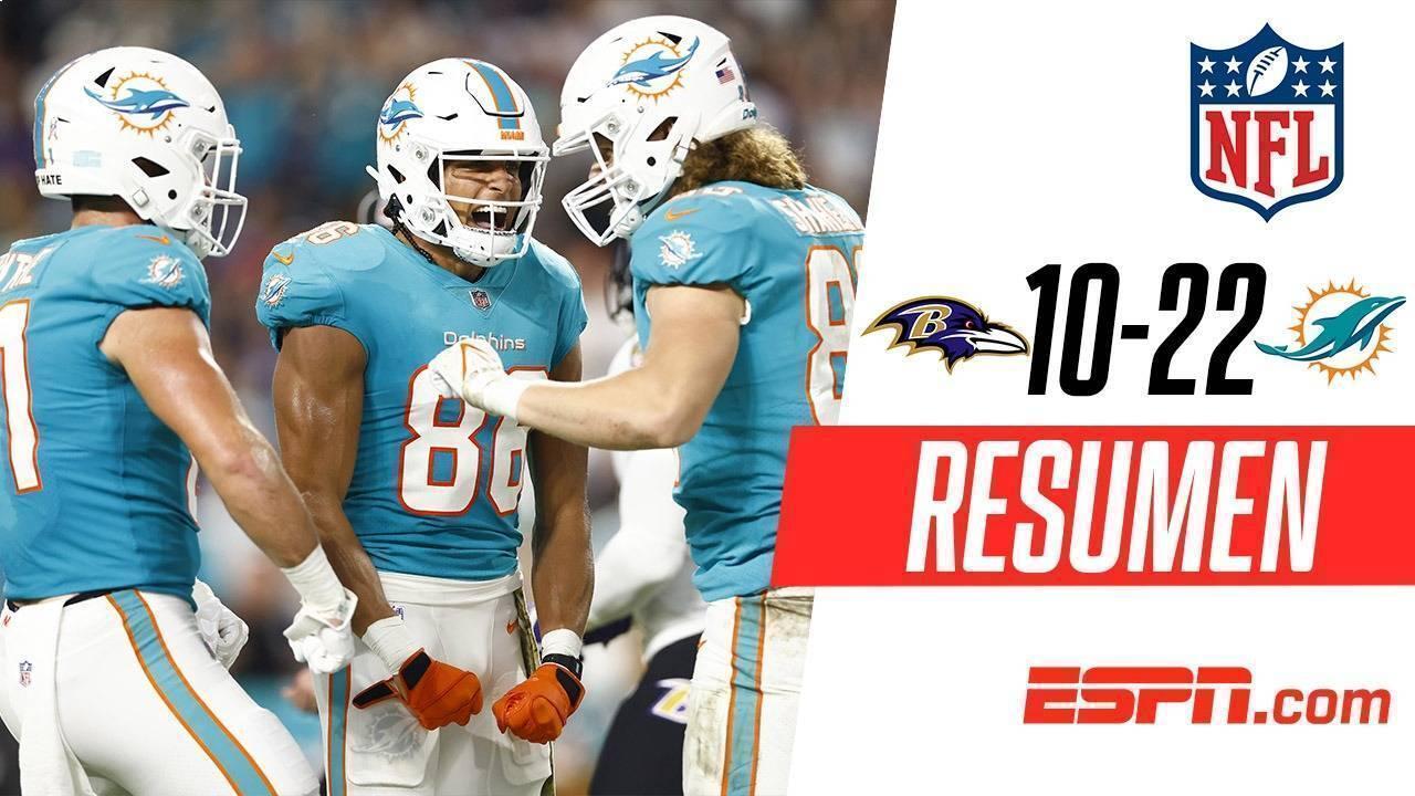 Resumen del partido Ravens 10-22 Dolphins (11 de Nov., 2021