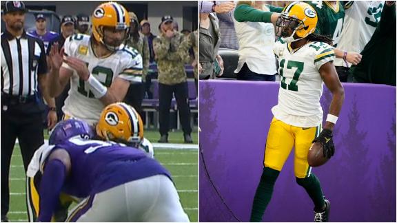 Rodgers' failed timeout call turns into TD pass to Adams