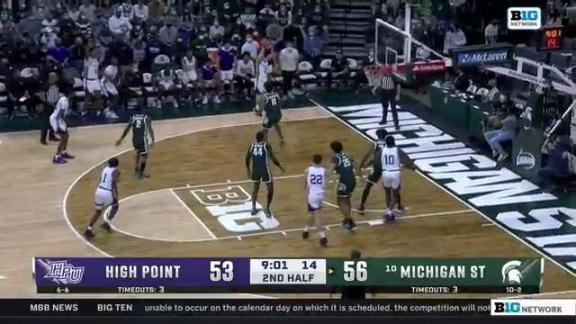 Bryson Childress makes his fourth 3-pointer to draw High Point even - ESPN  Video