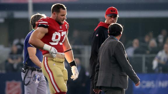 Nick Bosa leaves the game after suffering a concussion
