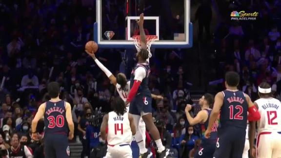 Andre Drummond gets up for the incredible block at the rim