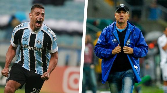 Renato Gaúcho conversa com Diego Souza após jogador bater sua marca no imortal