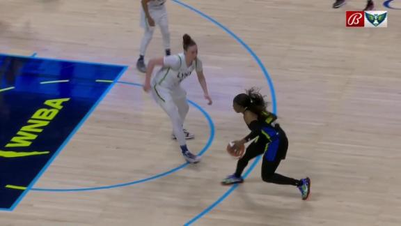 Arike Ogunbowale shows her moves on this step-back 3-pointer
