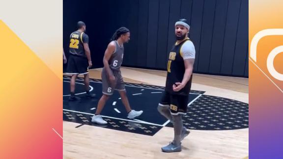Drake balls out in pickup basketball game at his home court