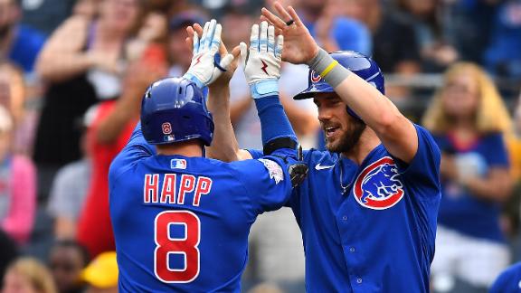Ortega, Wisdom and Happ combine for a 7-run inning for the Cubs