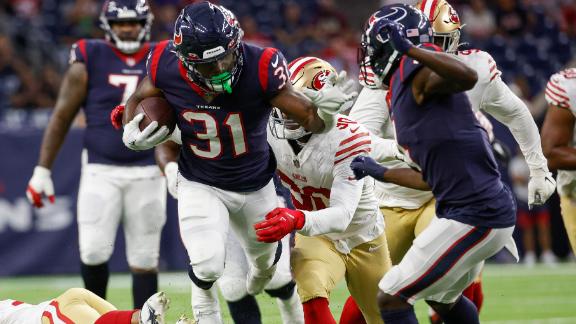 Houston Texans running back Dameon Pierce rumbled for 30 yards on just five  rushing attempts, and was the driving force behind the first touchdown  drive of the game.