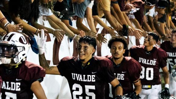 Texans surprise Uvalde High School football team with new uniforms 