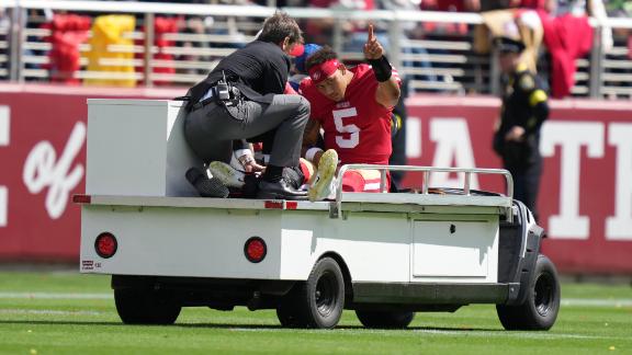 49ers QB Trey Lance carted off field vs. Seahawks after suffering ankle  injury