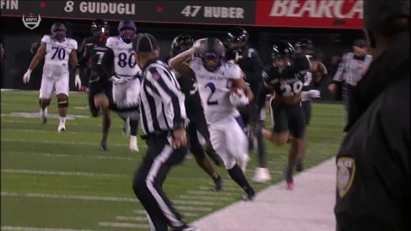 Baltimore Ravens running back Keaton Mitchell outruns Washington Commanders'  defense on 31-yard sprint