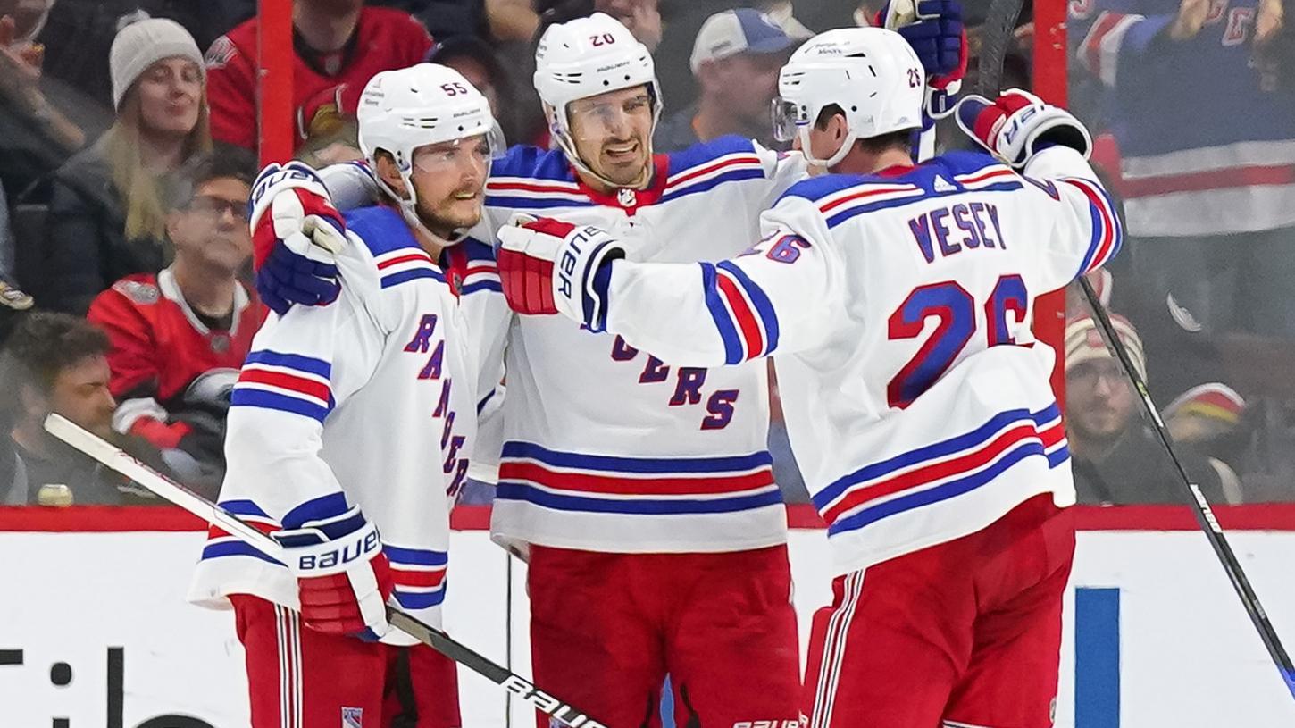 Vesey puts New York ahead, Krieder scores 2, Rangers beat Bruins 7