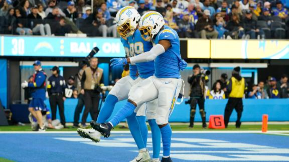 Ekeler has 2 TDs, reaches 100 catches as Chargers rout Rams