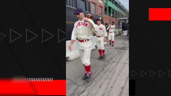 Boston Bruins Arrive At Winter Classic Dressed In Full Red Sox Uniforms