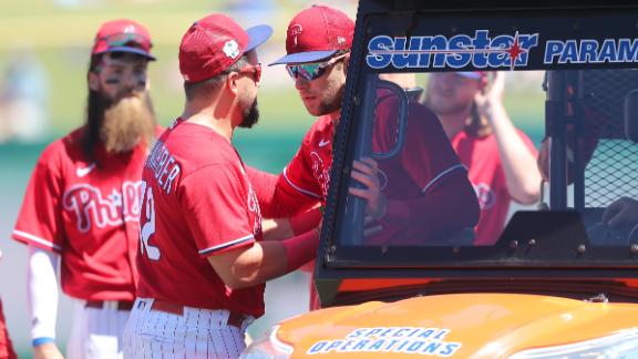 Phillies' Rhys Hoskins Carted off Field in Spring Training Game