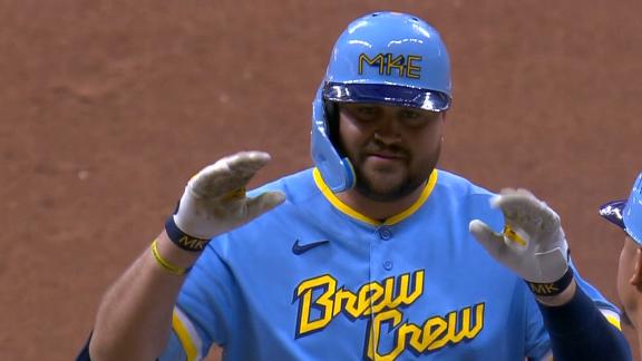 Tellez 8th-inning single lifts Brewers over Angels 2-1