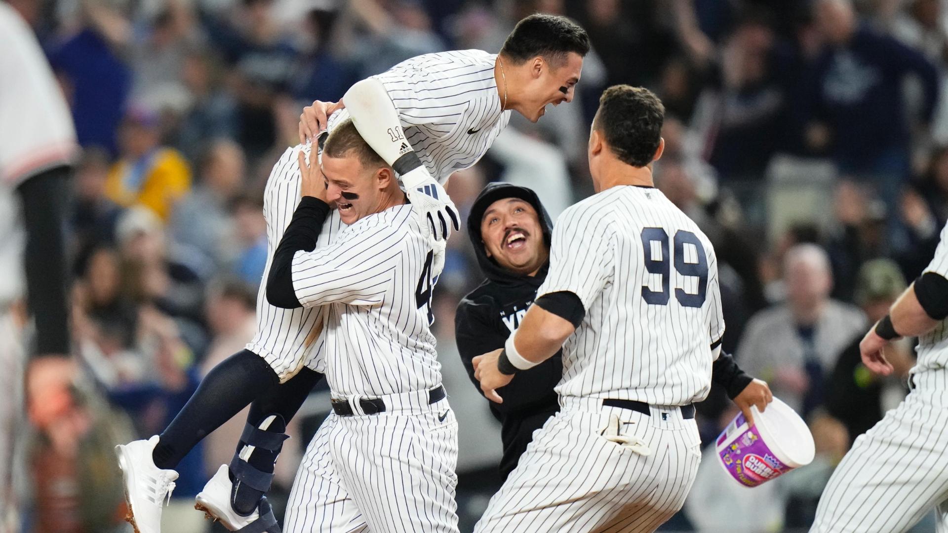 Judge hits tying HR in 9th, Volpe wins it in 10th as Yankees rally